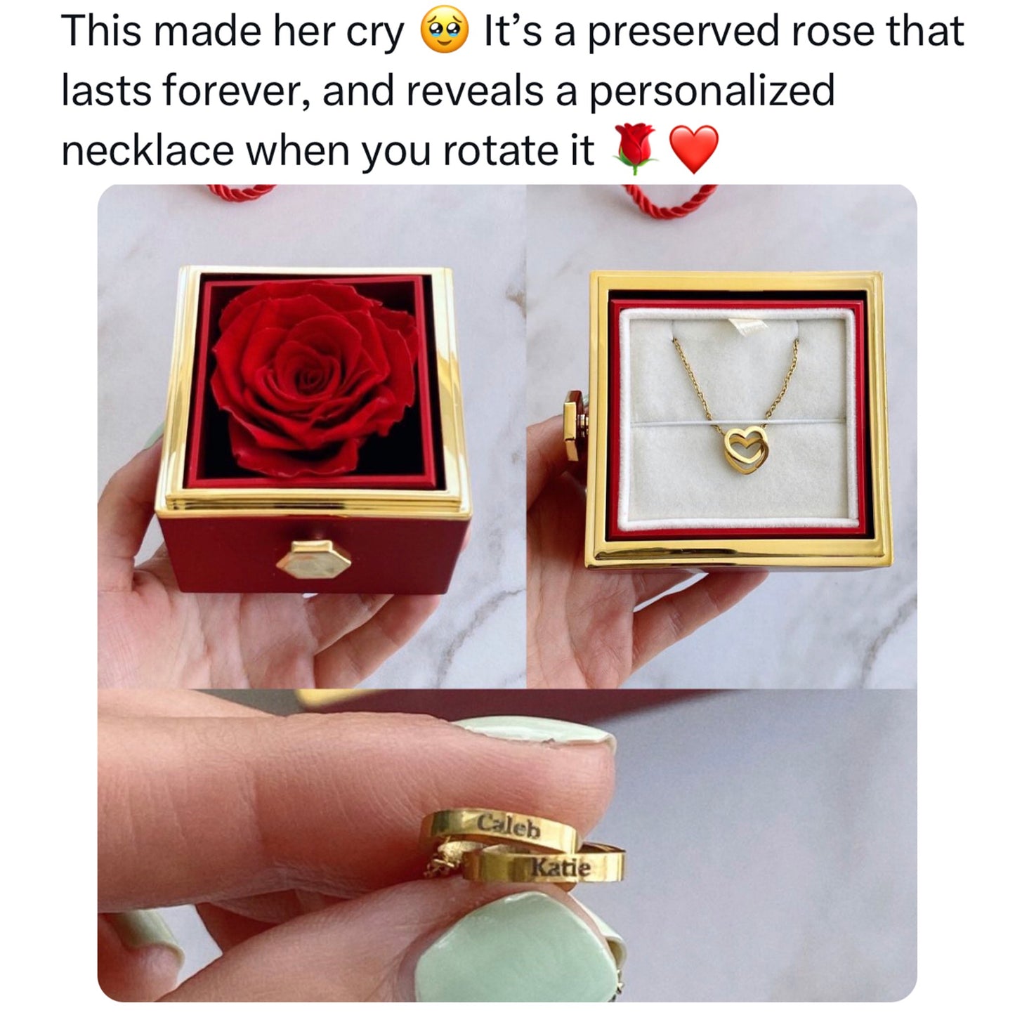 Timeless Rose And Necklace Box